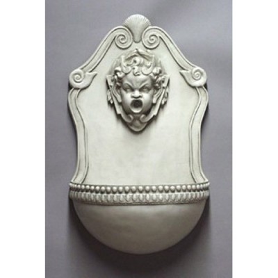 Perche Cherub Wall Fountain Fiberglass Outdoor Wall Mount Statue -  - F69105