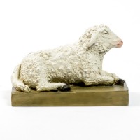 Sheep On Base 8" H Nativity 1.2 - Fiberglass Resin Indoor/Outdoor Statue