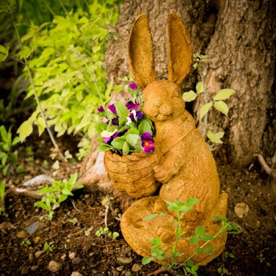 Sam Rabbit w/Basket - Fiber Stone Resin - Indoor/Outdoor Garden Statue -  - FS8643
