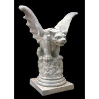 Castle Gate Gargoyle Pedestal 31in. - Fiberglass Resin - Statue