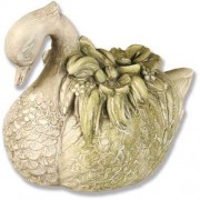 Floral Swan Flowers on back 8in. Fiberglass Resin Indoor/Outdoor Garden