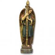 Majestic Angel Guard 27in. Right Facing - Lightweight Fiberglass Resin - Indoor/Outdoor Statue