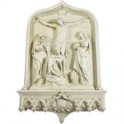 Crucifixion Scene Wall Plaque 64in. - Lightweight Fiberglass Resin - Outdoor Statue