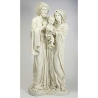 Joseph, Mary Holding Baby Jesus 59in. - Lightweight Fiberglass Resin - Indoor/Outdoor Church Statuary