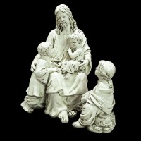Jesus w/Children 34in. - Lightweight Fiberglass Resin - Indoor/Outdoor Statue