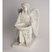 Angel w/Dish 8in. - Lightweight Fiberglass Resin - Indoor/Outdoor Church Statuary