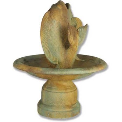 Santi Fish / Pedestal Bowl Set Fiber Stone Resin Outdoor Garden Statue -  - FS7570F