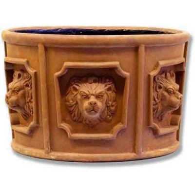Five Lion Head Urn 11in. Fiberglass Outdoor Garden Statue -  - F60183