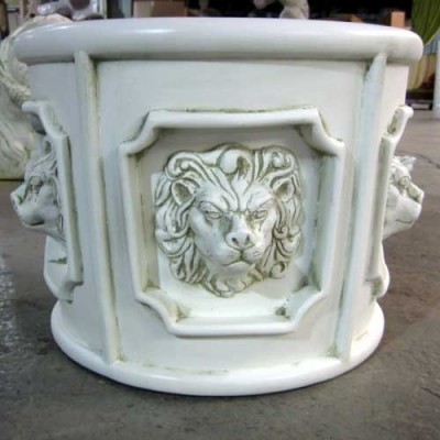 Five Lion Head Urn 11iin. (R) Fiberglass Indoor/Outdoor Garden -  - FS60183