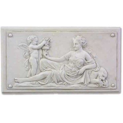 Goddess w/Cherub Plaque Left - Fiberglass - Outdoor Statue -  - HFAK85L