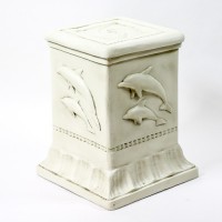 Dolphin Square Pedestal 20in. Fiberglass Resin Indoor/Outdoor Garden