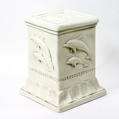 Dolphin Square Pedestal 20in. Fiberglass Indoor/Outdoor Garden -  - F8548