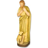 Shepherd With Dog for Frontdoor / Porch Steps 41in. High Nativity 1 - Lightweight Fiberglass Resin - Statue