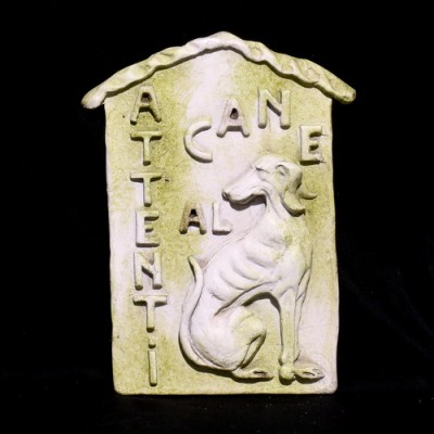 Beware Of Dog Plaque 15in. Fiber Stone Resin Outdoor Wall Mount Statue -  - FS59206
