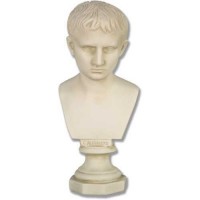 Young Augustus Bust - 11.5in. Fiberglass Resin Indoor/Outdoor Statue