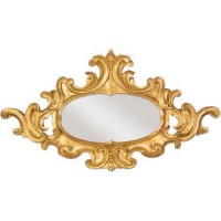 Oval Scroll Mirror 42in. Wide Fiberglass Resin In/Outdoor Wall Mount Statue