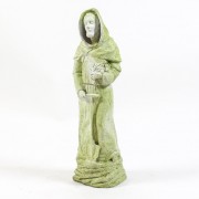 St. Fiacre on Rock Base Fiber Stone Indoor/Outdoor Church Statuary