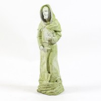St. Fiacre on Rock Base Fiber Stone Indoor/Outdoor Church Statuary