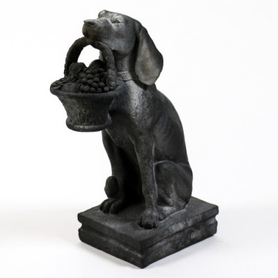 Puppy With Basket Fiber Stone Resin Indoor/Outdoor Statuary -  - FS6671