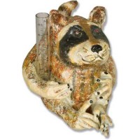 Pockets Raccoon Rain Gauge - Fiberglass Resin - Indoor/Outdoor Statue