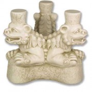 Three Foo Dog Table Statue Display Base/Riser Lightweight Fiberglass Resin Indoor/Outdoor