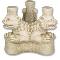 Three Foo Dog Table Statue Display Base/Riser Lightweight Fiberglass Resin Indoor/Outdoor