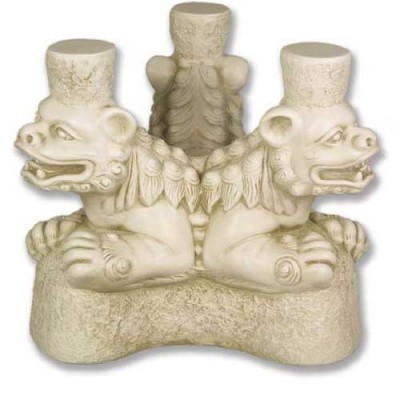 Three Foo Dog Table Base Fiberglass Indoor/Outdoor Garden Statue -  - F7906