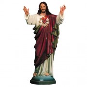 Sacred Heart (Hands Up) 60in. - Lightweight Fiberglass Resin - Outdoor Statue