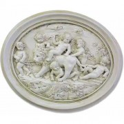 Cherubs Playing w/Lion Plaque 19in. - Fiberglass Resin -