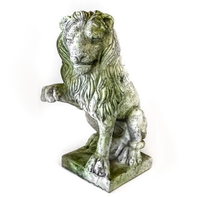 Lion Right Paw Up Fiber Stone Resin Indoor/Outdoor Statuary -  - F84705