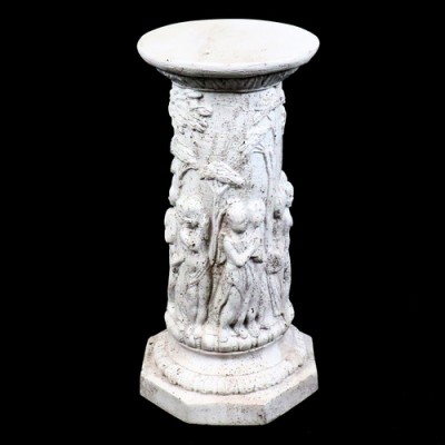 Musical Cherubs Riser Stand Pedestal Statue Base 22in. - Stone -  - FS009