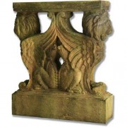 Winged Lion Table Statue Display Base/Riser - Fiber Stone - Indoor/Outdoor
