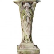 Devotion Angel Cross Pedestal 38in. Lightweight Fiberglass Resin Indoor/Outdoor Garden