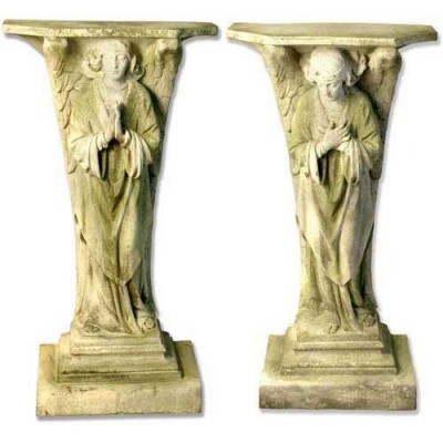 Devotion Angel Pedestal Set Of 2, 38in. High - Fiberglass - Statue - - F8236 Devotion Angel Pedestal Set Of 2, 38in. High - Fiberglass - Statue - - F8236