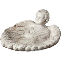Angel Birdbath 22in. Wide Lightweight Fiberglass Resin Indoor/Outdoor Church Statuary