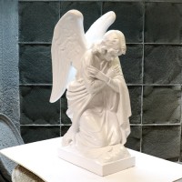 Kneeling Angel Arms Crossed Lightweight Fiberglass Resin Indoor/Outdoor Statue