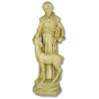 Saint Francis w/Deer 20in. Lightweight Fiberglass Resin Indoor/Outdoor Statue