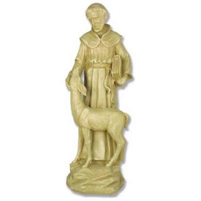 Saint Francis w/Deer 20in. Fiberglass Indoor/Outdoor Statue -  - F7187