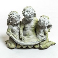 Three Cherub Birdfeeder Fiberglass Resin Indoor/Outdoor Statuary