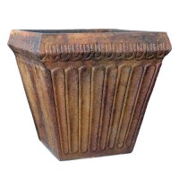 Fluted Square Pot 11.5in. High  (R) Fiberglass Resin Indoor/Outdoor Garden / Patio