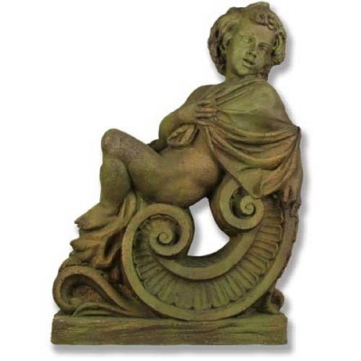 Winter Angel On Scroll 36in. Fiber Stone Resin Indoor/Outdoor Statue -  - FSDSWA112