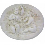 Cupids W/ Garland 22in. Fiberglass Resin Indoor/Outdoor Garden