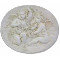Cupids W/ Garland 22in. Fiberglass Resin Indoor/Outdoor Garden