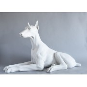 Sitting Doberman 22 Dog for Frontdoor / Porch Steps Fiberglass Resin Indoor/Outdoor Garden Statue