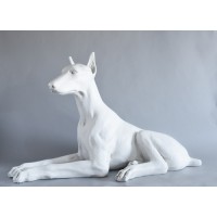 Sitting Doberman 22 Dog for Frontdoor / Porch Steps Fiberglass Resin Indoor/Outdoor Garden Statue