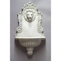 English Lion Wall Fountain Fiberglass Resin Outdoor Wall Mount Statue