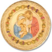 Holy Family Plaque - Lightweight Fiberglass Resin - Indoor/Outdoor Garden