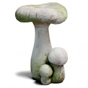 Enchanted Mushroom Wide Fiberglass Resin Indoor/Outdoor Garden Statue