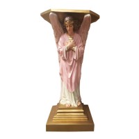 Devotion Angel Cross Pedestal 38" Fiberglass Resin Indoor/Outdoor Statue