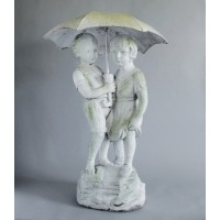 Children w/Umbrella Fiberglass Resin Indoor/Outdoor Statue/Sculpture